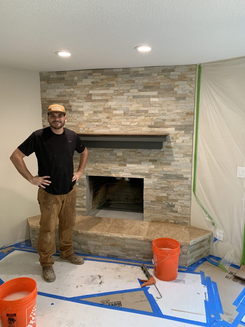 Fireplace remodel by Lambdin Masonry