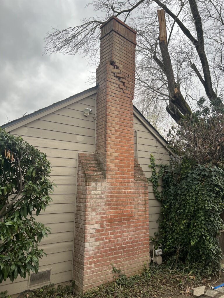 Broken Chimney caused by fallen tree!